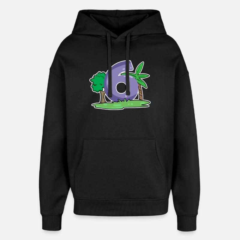 Number 6 Pattern - Oversized Unisex Hoodie by Stanley/Stella - black