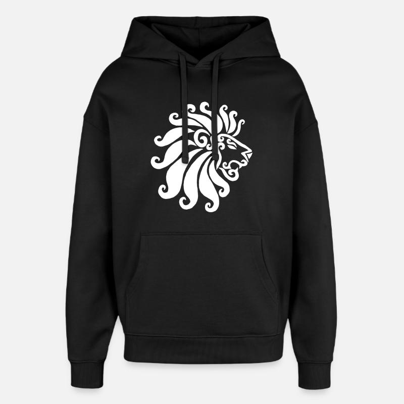 Lion blanc - Sweat à capuche unisexe Stanley/Stella Oversized - noir