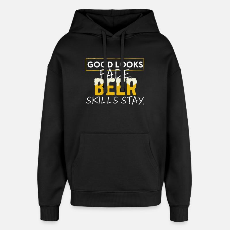 L’apparence passe, la bière reste - Sweat à capuche unisexe Stanley/Stella Oversized - noir