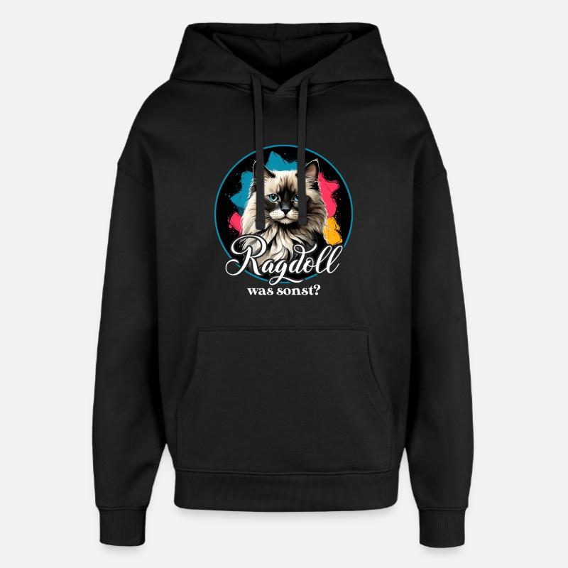 Chat Ragdoll - Sweat à capuche unisexe Stanley/Stella Oversized - noir