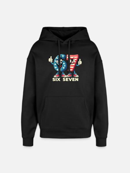 US Flag 67 Memes Six Seven - Oversized Unisex Hoodie by Stanley/Stella - black