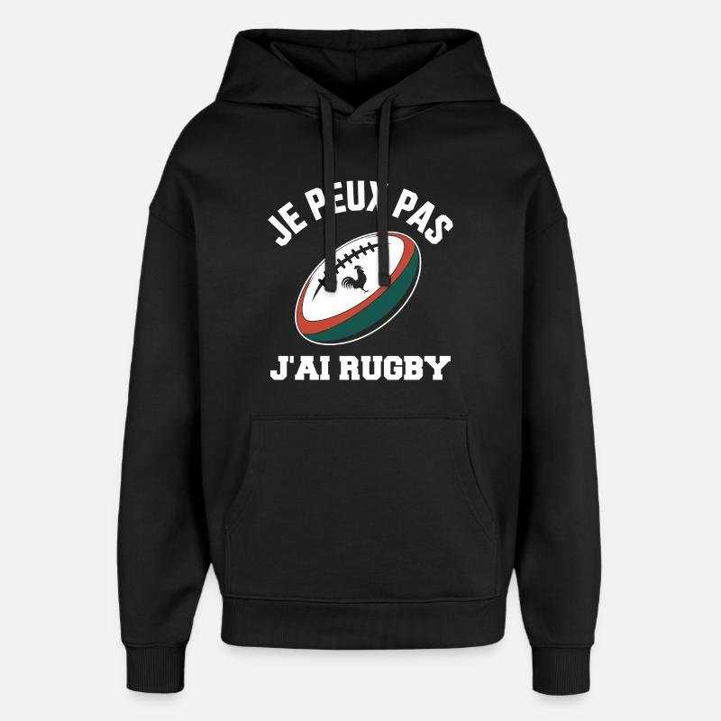 Je Peux Pas J'ai Rugby - Sweat à capuche unisexe Stanley/Stella Oversized - noir