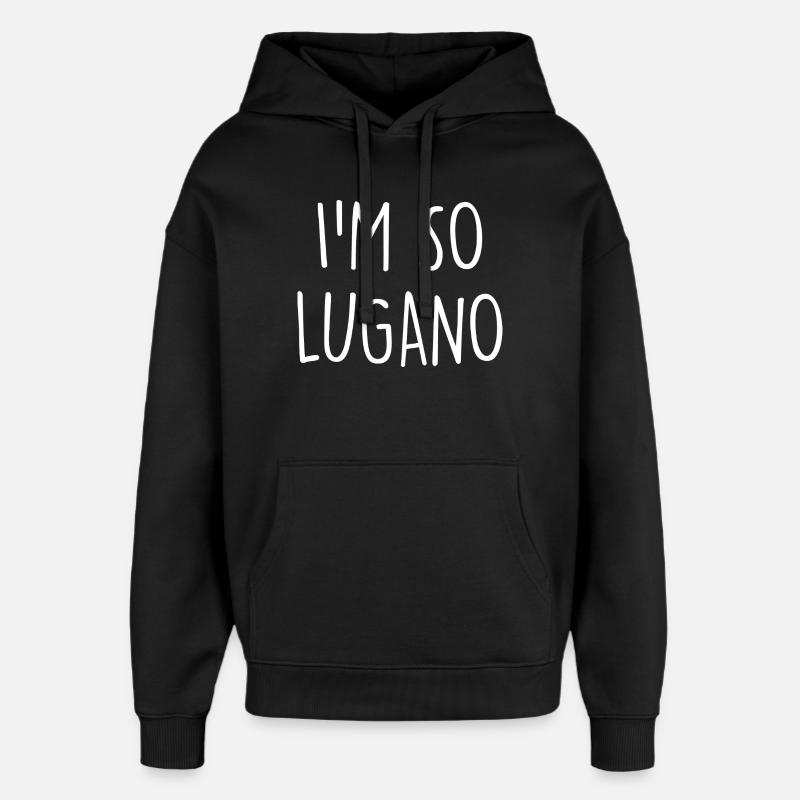 Lugano, Suisse, Schweiz - Sweat à capuche unisexe Stanley/Stella Oversized - noir