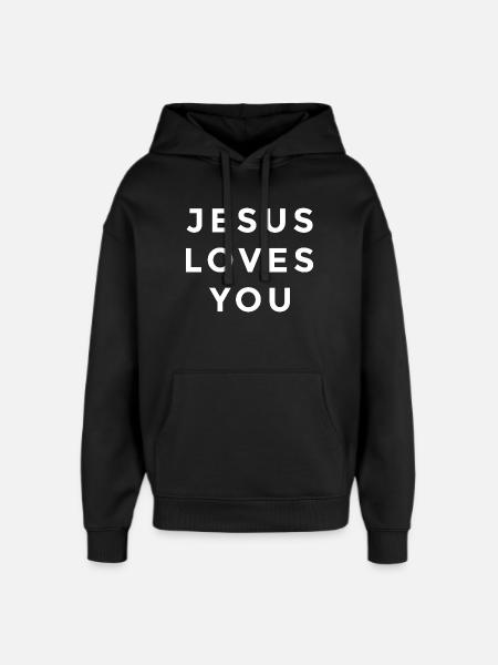 Jésus t’aime – Foi chrétienne - Sweat à capuche unisexe Stanley/Stella Oversized - noir