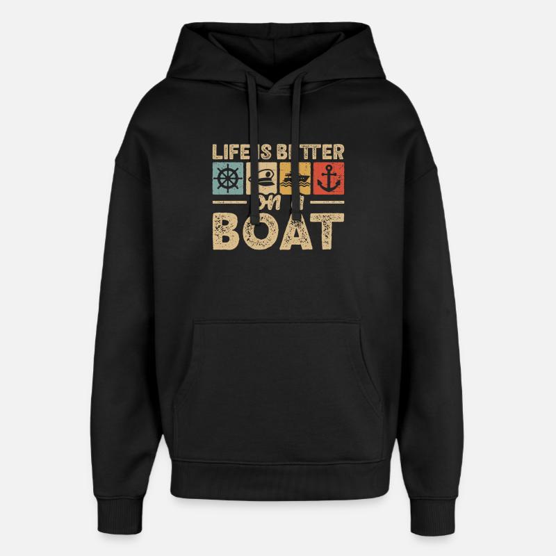 Capitaine de bateau nautique Marin Naviguant - Sweat à capuche unisexe Stanley/Stella Oversized - noir