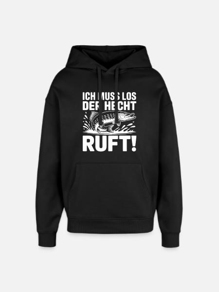 Hecht Angeln Humor - Oversized Unisex Hoodie von Stanley/Stella - Schwarz