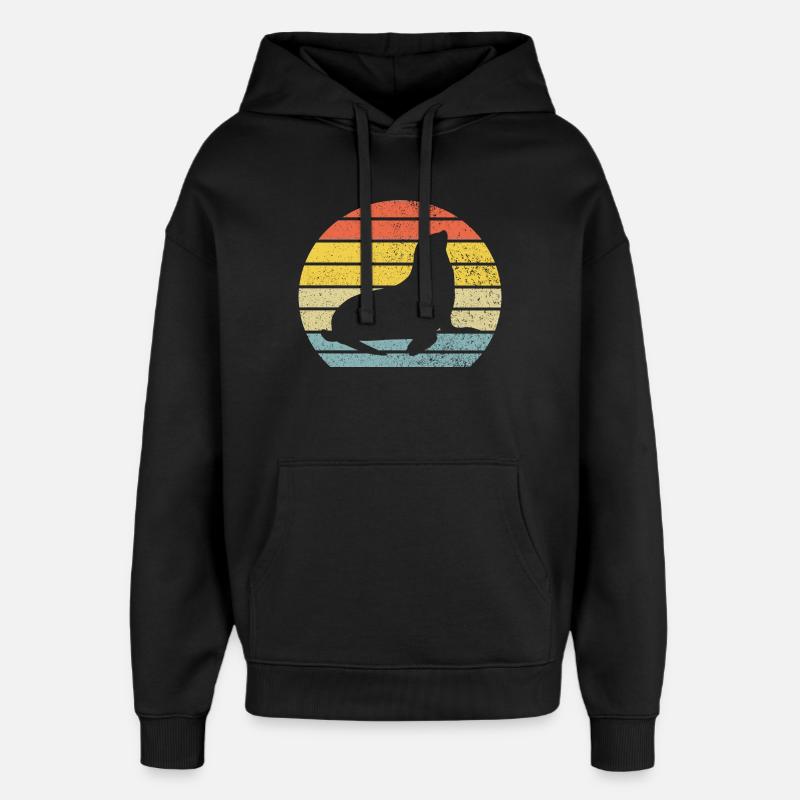 Phoque lion de mer - Sweat à capuche unisexe Stanley/Stella Oversized - noir