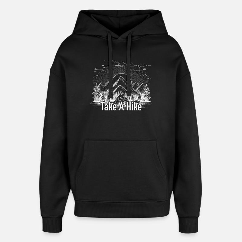 Take A Hike Mountain Tee - Oversized Unisex Hoodie by Stanley/Stella - black