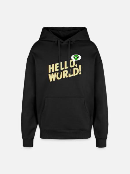 Verspieltes Alien Hello World Design - Oversized Unisex Hoodie von Stanley/Stella - Schwarz