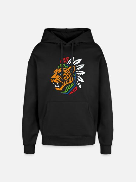 Tribal Tiger – Powerful ethnic design - Oversized Unisex Hoodie by Stanley/Stella - black