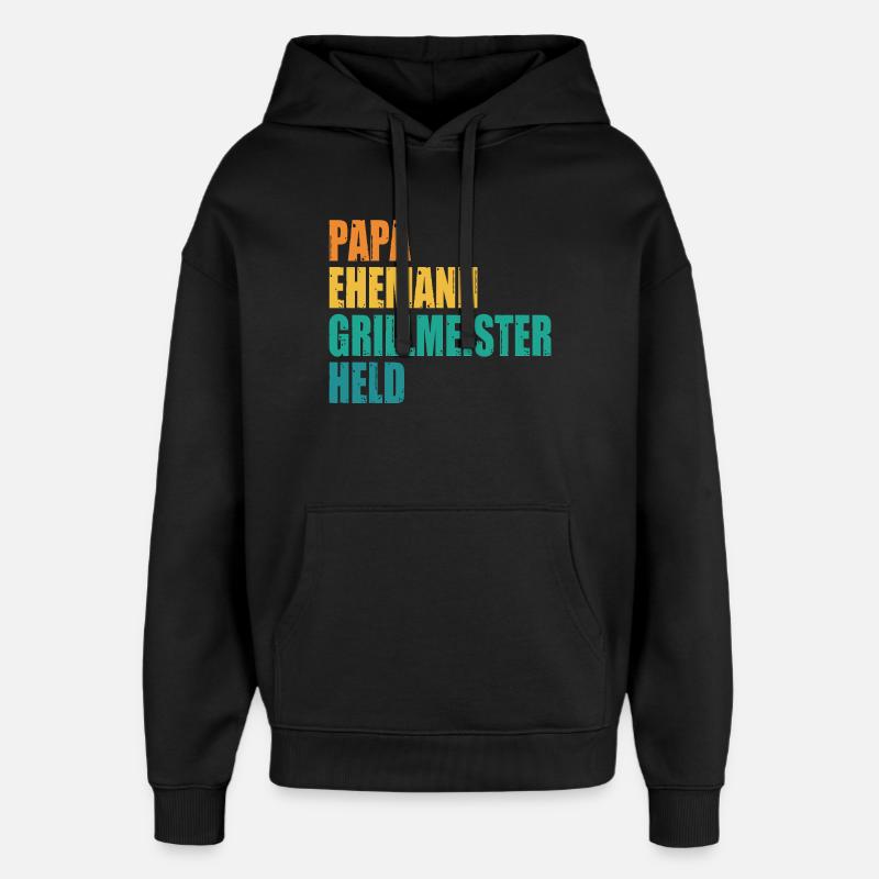 Papa Ehemann Grillmeister Held - Oversized Unisex Hoodie von Stanley/Stella - Schwarz
