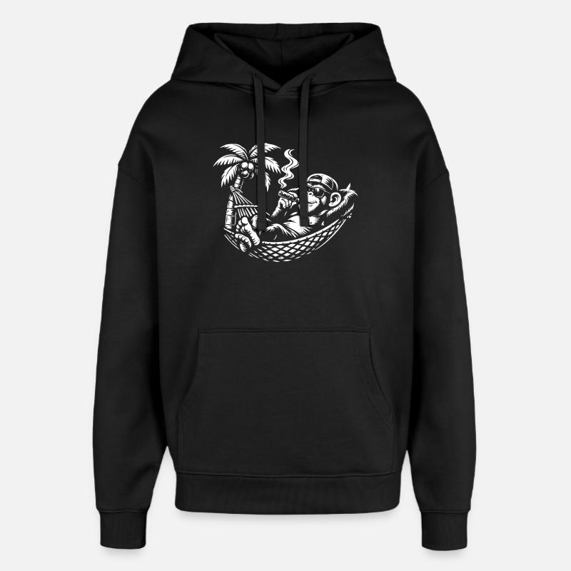Cigare hamac Chill Monkey - Sweat à capuche unisexe Stanley/Stella Oversized - noir