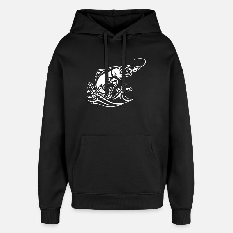 Aperçu du saut du brochet-prédateur - Sweat à capuche unisexe Stanley/Stella Oversized - noir
