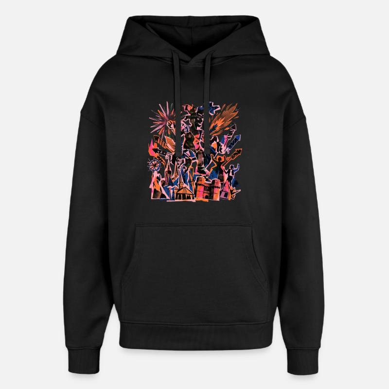 Fallas De Valencia Risographie - Oversized Unisex Hoodie von Stanley/Stella - Schwarz
