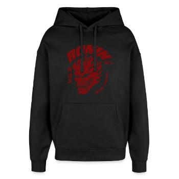 Ronin Oni Biker - Oversized Unisex Hoodie by Stanley/Stella - black - Front - AI Model Female 172 light (172cm) & AI Model Male 185 light (185cm)