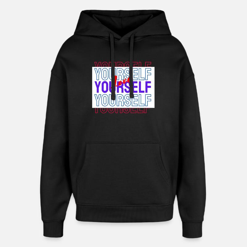 Love Yourself Pattern Love Yourself - Oversized Unisex Hoodie by Stanley/Stella - black