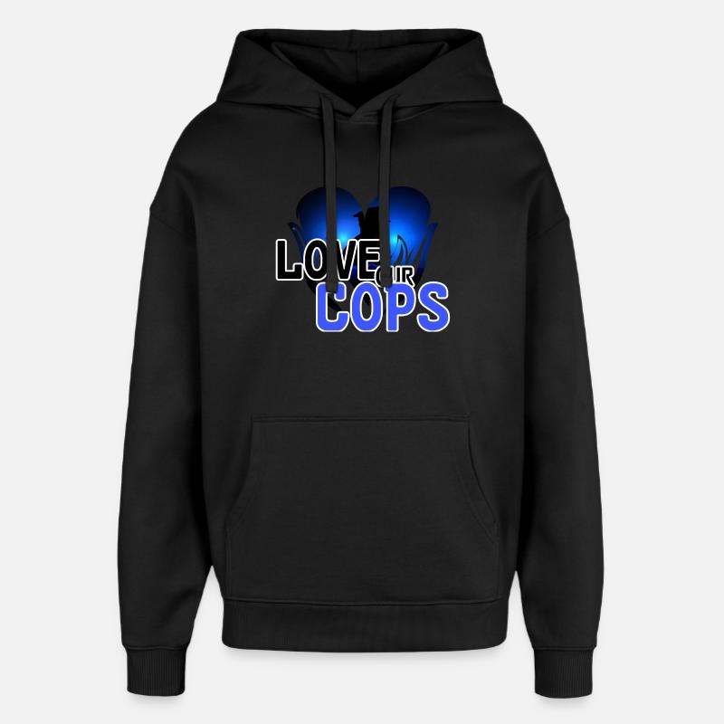 Liebe Polizei Polizist Spruch Beruf - Oversized Unisex Hoodie von Stanley/Stella - Schwarz