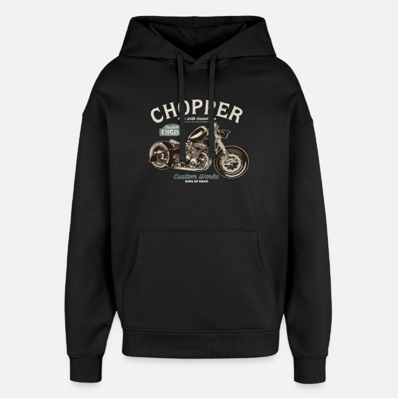 Chopper Custom Engine - Hættetrøje unisex Stanley/Stella Oversized - sort