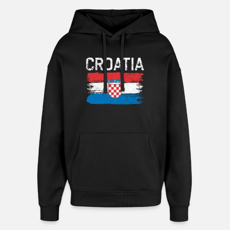 Blason du drapeau Croatie - Sweat à capuche unisexe Stanley/Stella Oversized - noir