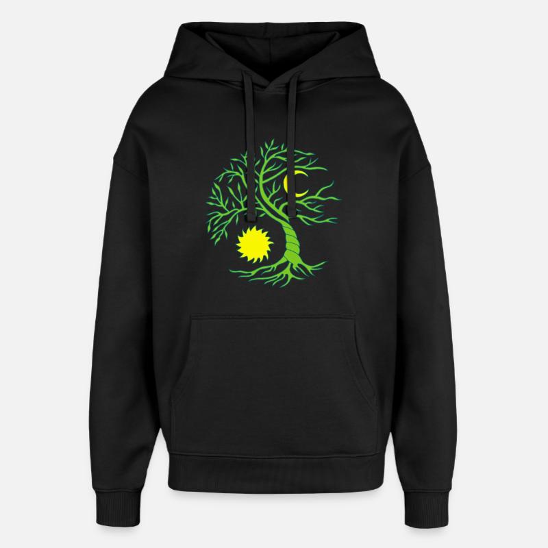 Arbre de vie soleil et lune - Sweat à capuche unisexe Stanley/Stella Oversized - noir