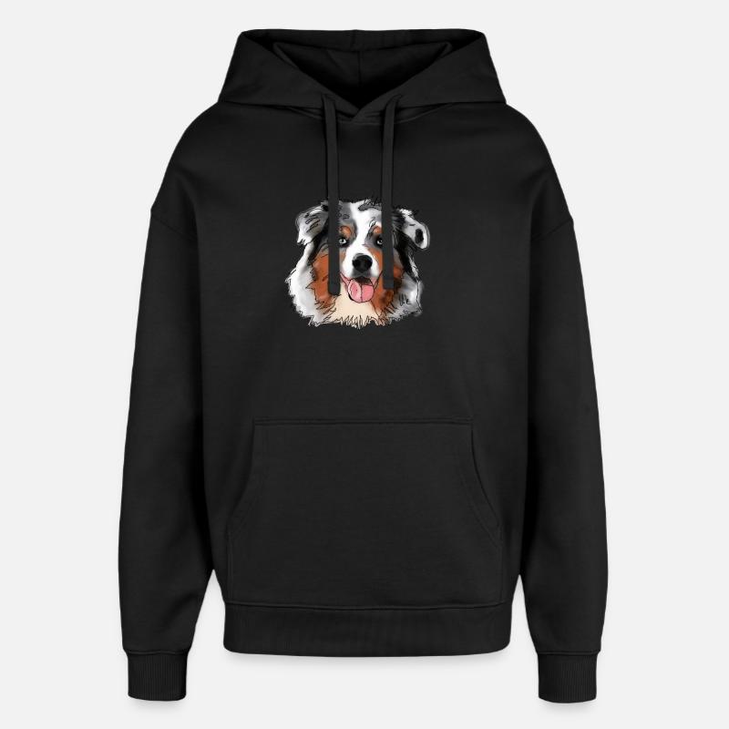 Berger australien - Sweat à capuche unisexe Stanley/Stella Oversized - noir