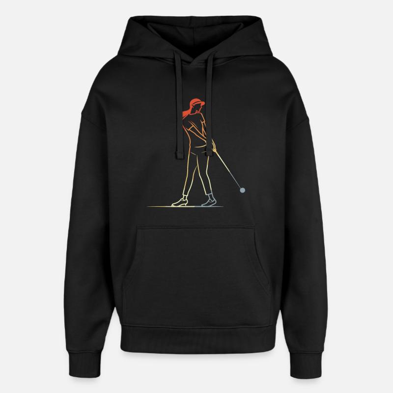Dessin au trait de golfeuse - Sweat à capuche unisexe Stanley/Stella Oversized - noir