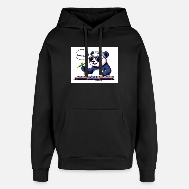 DJ Panda mit Brille und Bambusstab - Oversized Unisex Hoodie von Stanley/Stella - Schwarz