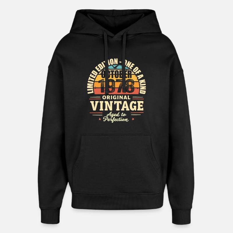 Rétro Octobre 1978 - birthday october 1978 - Sweat à capuche unisexe Stanley/Stella Oversized - noir