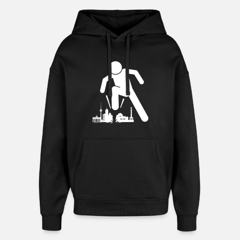 Berlin is ugly skyline - Oversized Unisex Hoodie by Stanley/Stella - black