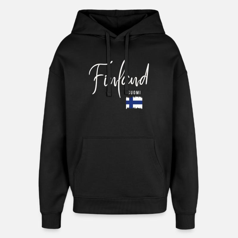 Fabriqué en Finlande, racines finlandaises - Sweat à capuche unisexe Stanley/Stella Oversized - noir
