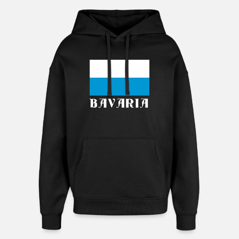 Bavaria Flag with Gothic Text - Oversized Unisex Hoodie by Stanley/Stella - black