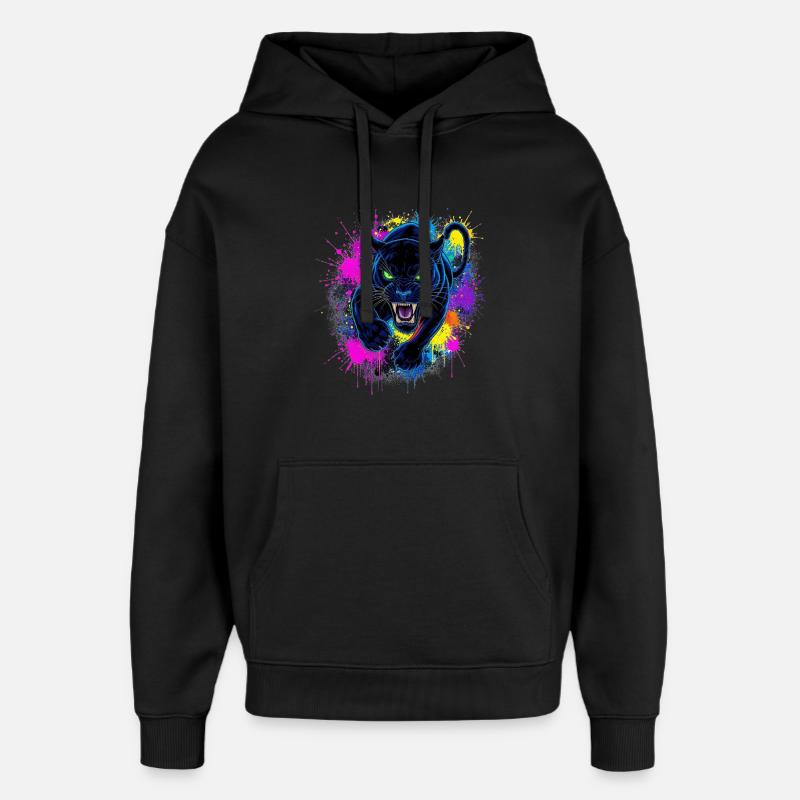 Neon Panther Farbexplosion - Oversized Unisex Hoodie von Stanley/Stella - Schwarz