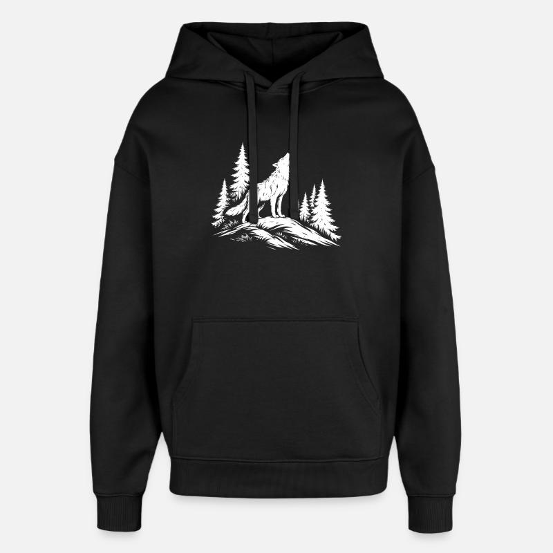 loup hurlant - Sweat à capuche unisexe Stanley/Stella Oversized - noir