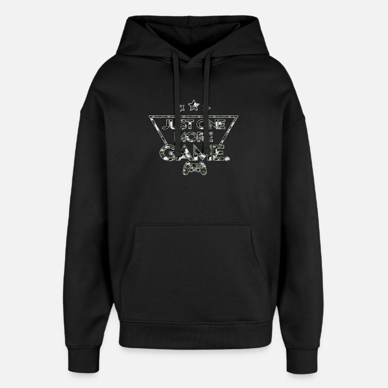 Just_one_more_game_ _camouflage_black_white - Sweat à capuche unisexe Stanley/Stella Oversized - noir