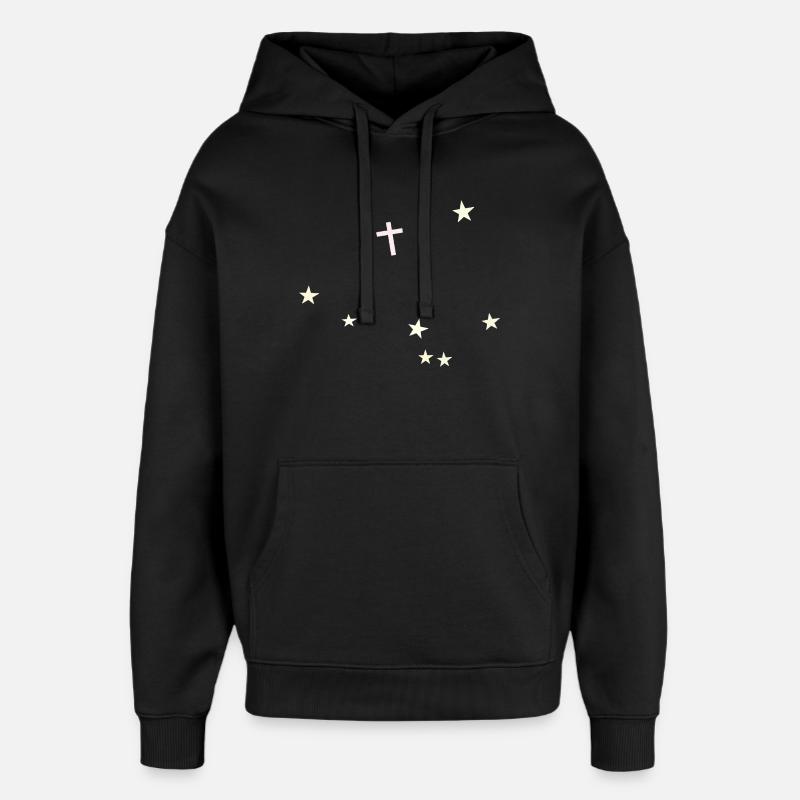Croix dans le ciel étoilé - Sweat à capuche unisexe Stanley/Stella Oversized - noir