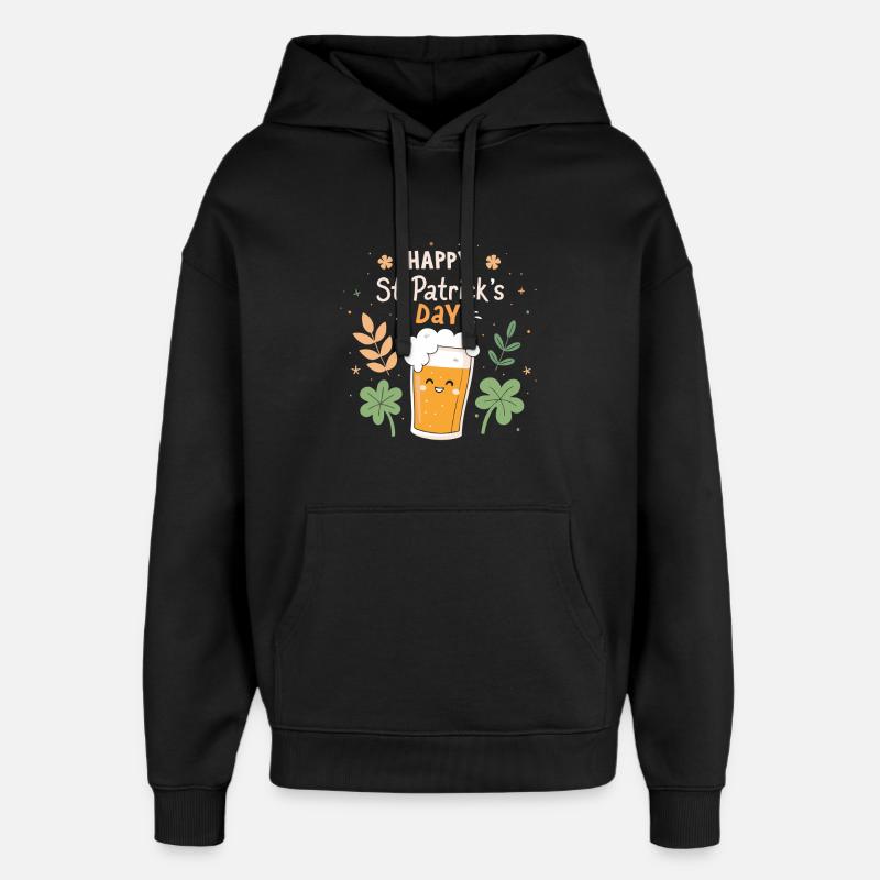 Bière joyeuse Saint Patrick - Sweat à capuche unisexe Stanley/Stella Oversized - noir