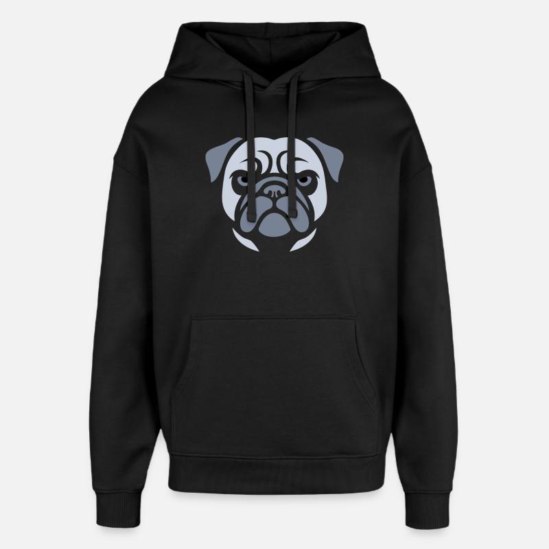 Carlin, tête de chien - Sweat à capuche unisexe Stanley/Stella Oversized - noir