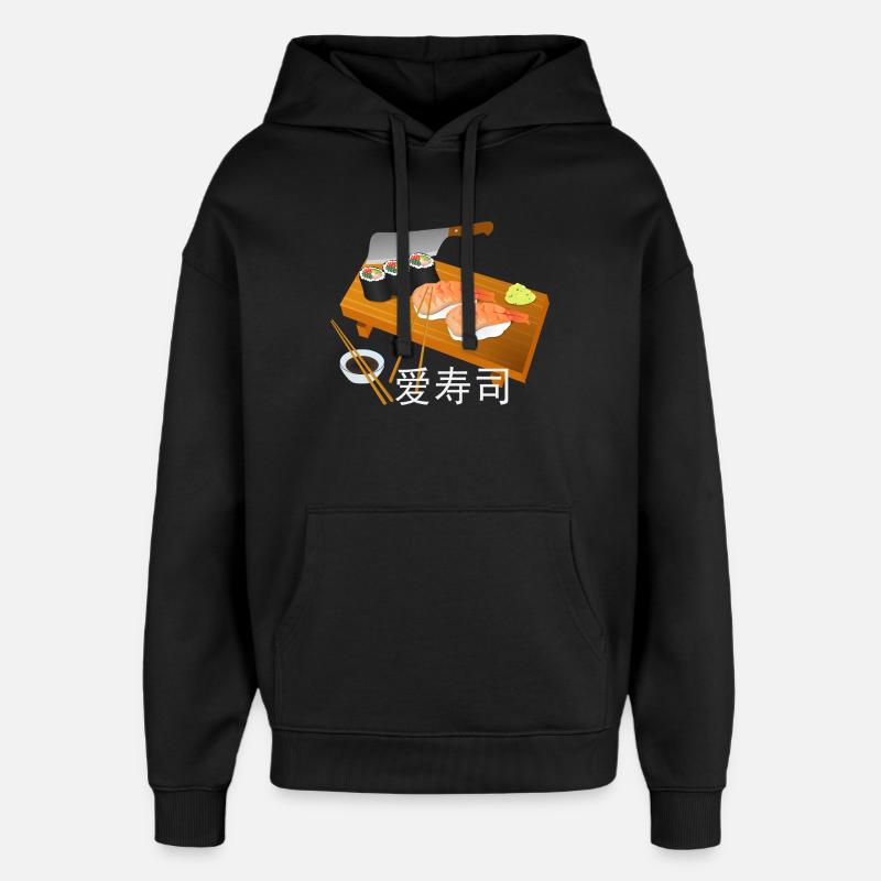 J'aime les sushis - Sweat à capuche unisexe Stanley/Stella Oversized - noir