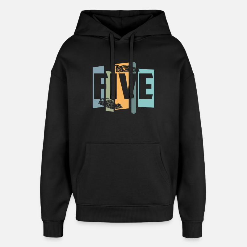 Cinq ans - Sweat à capuche unisexe Stanley/Stella Oversized - noir