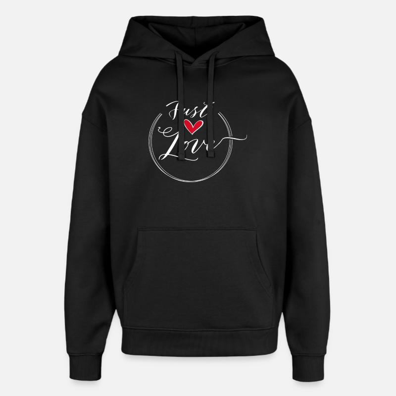 Just Love Heart Scripted Circle - Oversized Unisex Hoodie von Stanley/Stella - Schwarz