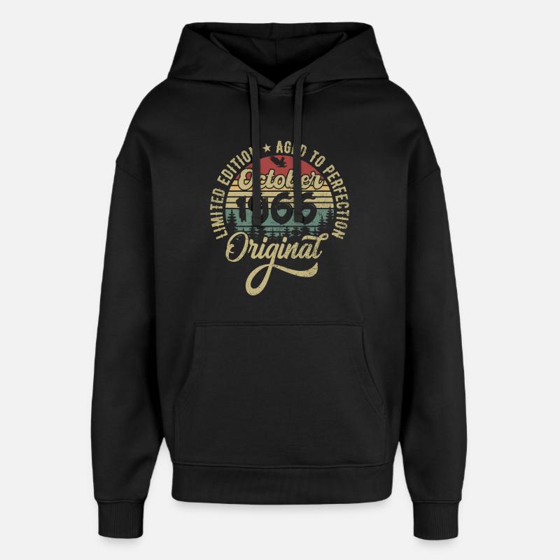 Octobre 1966 Anniversaire Octobre 1966 Octobre - Sweat à capuche unisexe Stanley/Stella Oversized - noir