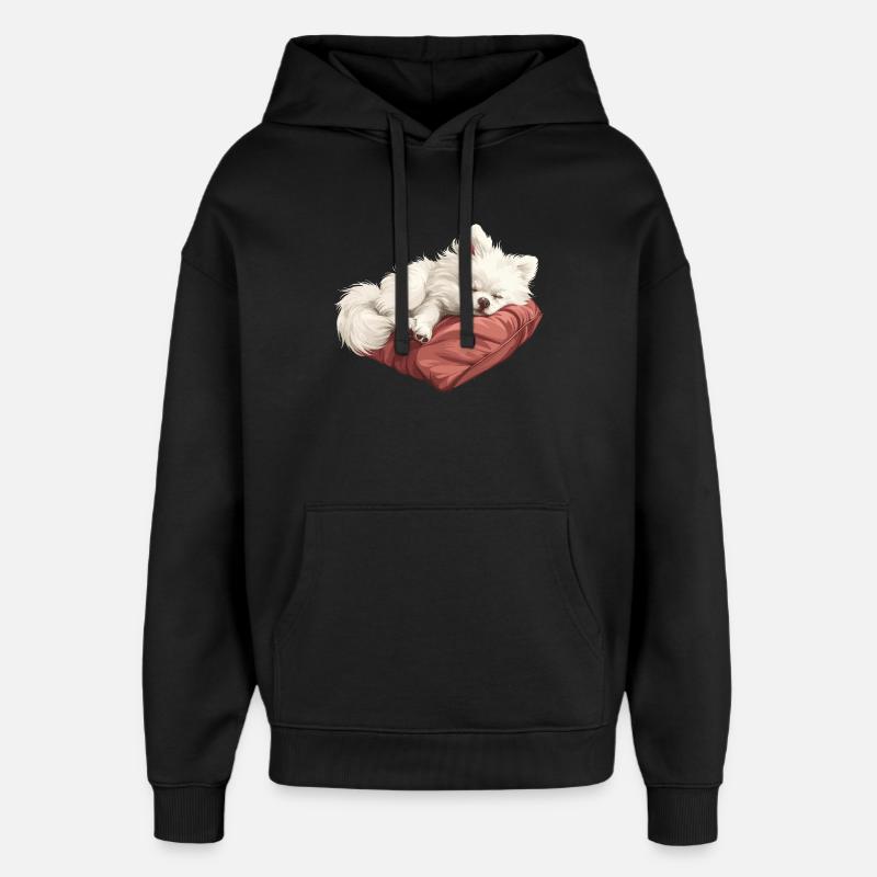 Chiot Spitz endormi - Sweat à capuche unisexe Stanley/Stella Oversized - noir