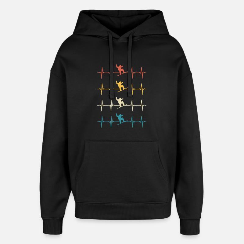 Snowboard Snowboarding Heartbeat Snowboarding - Sweat à capuche unisexe Stanley/Stella Oversized - noir