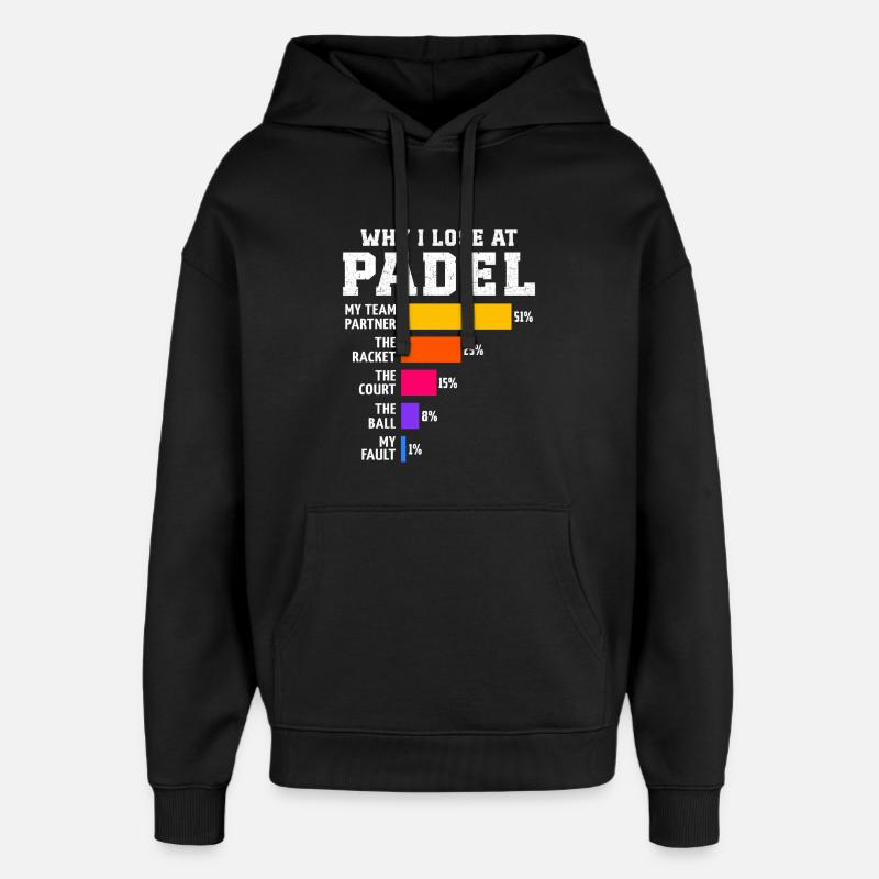 Padel : Pourquoi je perds au Padel - Sweat à capuche unisexe Stanley/Stella Oversized - noir