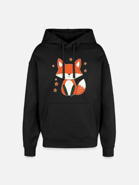 Fox and Stars - Oversized Unisex Hoodie by Stanley/Stella - black