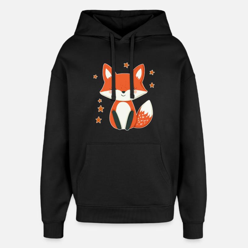 Renard et étoiles - Sweat à capuche unisexe Stanley/Stella Oversized - noir