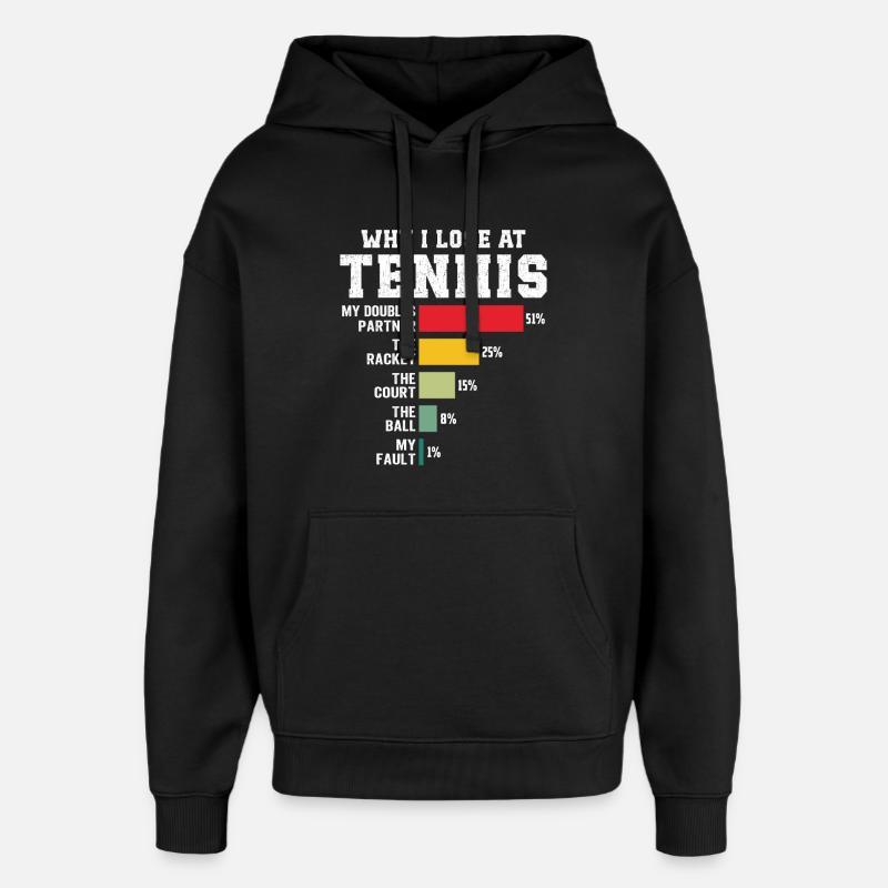 Pourquoi je perds au tennis - Sweat à capuche unisexe Stanley/Stella Oversized - noir