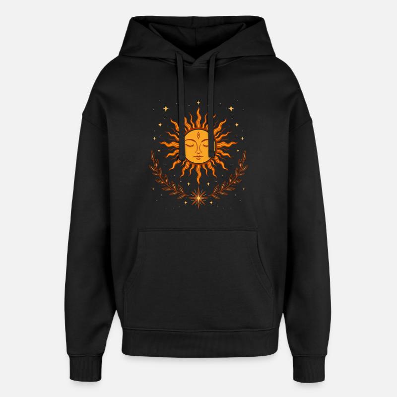 Midsummer Sun – Boho Symbol - Oversized Unisex Hoodie by Stanley/Stella - black