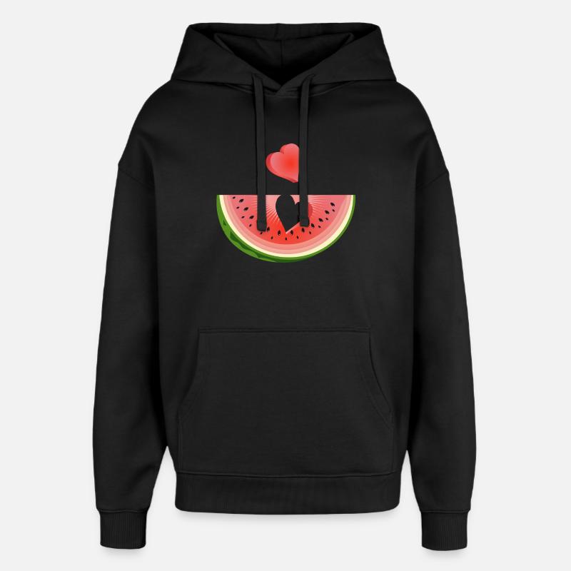 Stück einer Wassermelone mit Herz - Oversized Unisex Hoodie von Stanley/Stella - Schwarz