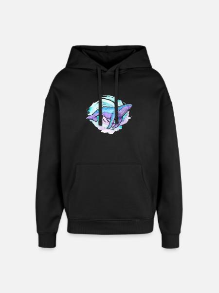 Buckelwal Aquarell - Oversized Unisex Hoodie von Stanley/Stella - Schwarz